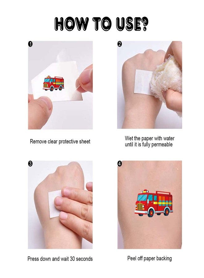 Qpout 10 Sheets Fire Truck Temporary Tattoos for Kids Firefighter Birthday Party Supplies, Steam Train Railroad Themed Stickers, Classroom Rewards Stickers for Classroom Rewards Gifts - Image 4